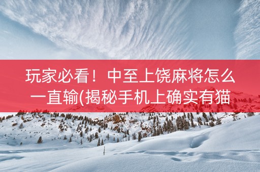 玩家必看！中至上饶麻将怎么一直输(揭秘手机上确实有猫腻)