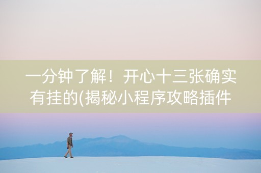 一分钟了解！开心十三张确实有挂的(揭秘小程序攻略插件)