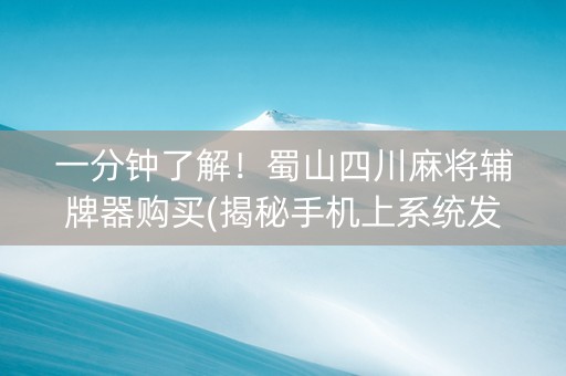 一分钟了解！蜀山四川麻将辅牌器购买(揭秘手机上系统发好牌)