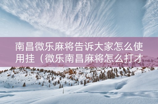 南昌微乐麻将告诉大家怎么使用挂（微乐南昌麻将怎么打才会赢）