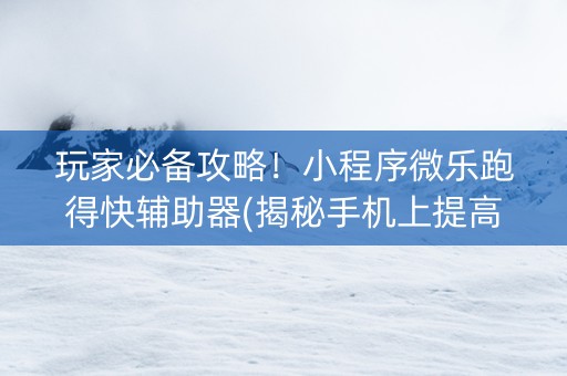 玩家必备攻略！小程序微乐跑得快辅助器(揭秘手机上提高胜率)