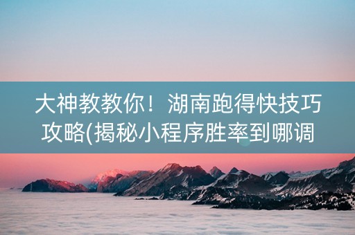 大神教教你！湖南跑得快技巧攻略(揭秘小程序胜率到哪调)