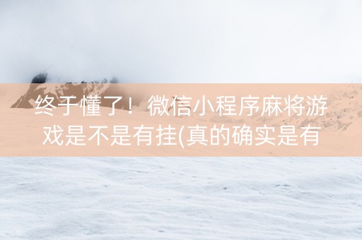 终于懂了！微信小程序麻将游戏是不是有挂(真的确实是有挂)