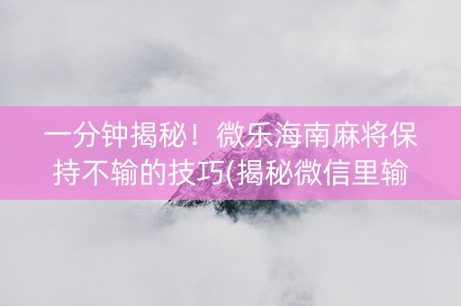 一分钟揭秘！微乐海南麻将保持不输的技巧(揭秘微信里输赢规律)
