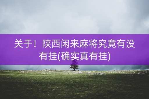 关于！陕西闲来麻将究竟有没有挂(确实真有挂)