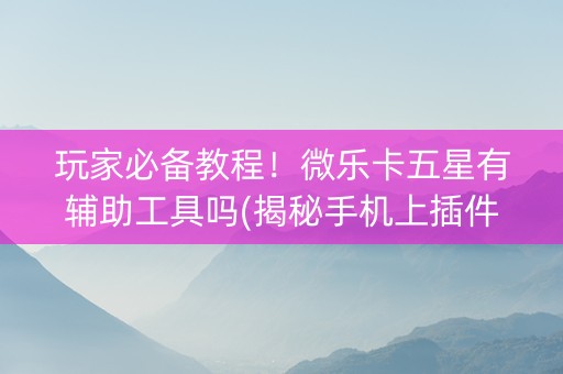 玩家必备教程！微乐卡五星有辅助工具吗(揭秘手机上插件下载)