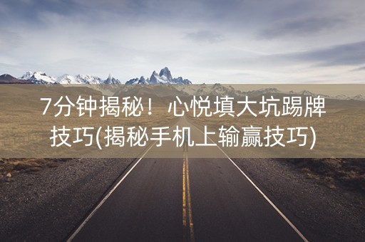 7分钟揭秘！心悦填大坑踢牌技巧(揭秘手机上输赢技巧)