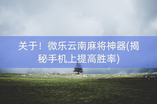 关于！微乐云南麻将神器(揭秘手机上提高胜率)