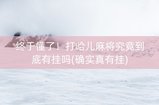终于懂了！打哈儿麻将究竟到底有挂吗(确实真有挂)