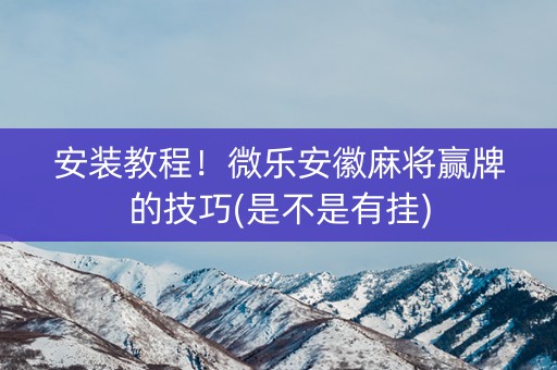 安装教程！微乐安徽麻将赢牌的技巧(是不是有挂)