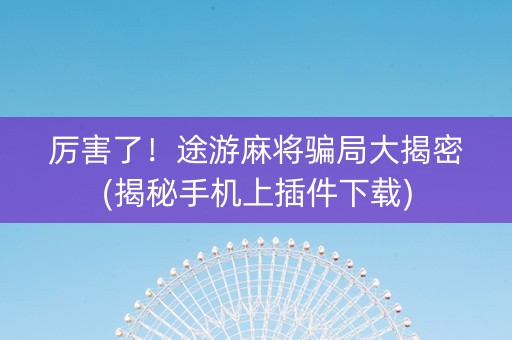 厉害了！途游麻将骗局大揭密(揭秘手机上插件下载)
