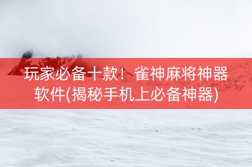 玩家必备十款！雀神麻将神器软件(揭秘手机上必备神器)