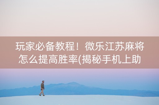 玩家必备教程！微乐江苏麻将怎么提高胜率(揭秘手机上助手软件)
