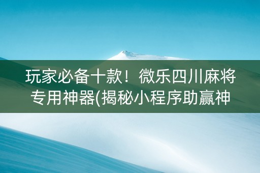 玩家必备十款！微乐四川麻将专用神器(揭秘小程序助赢神器购买)