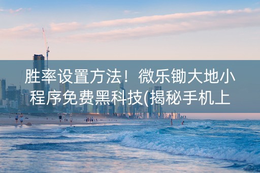 胜率设置方法！微乐锄大地小程序免费黑科技(揭秘手机上提高胜率)