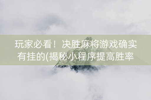 玩家必看！决胜麻将游戏确实有挂的(揭秘小程序提高胜率)