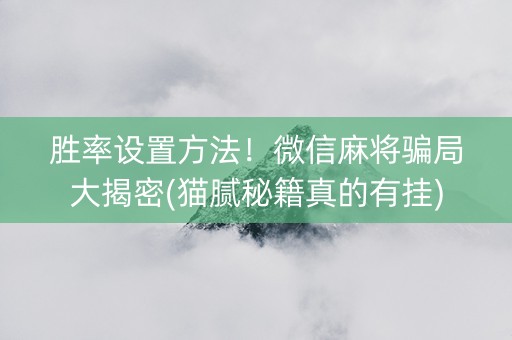 胜率设置方法！微信麻将骗局大揭密(猫腻秘籍真的有挂)