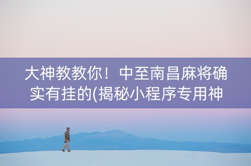 大神教教你！中至南昌麻将确实有挂的(揭秘小程序专用神器下载)