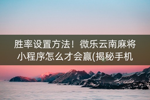 胜率设置方法！微乐云南麻将小程序怎么才会赢(揭秘手机上赢牌技巧)