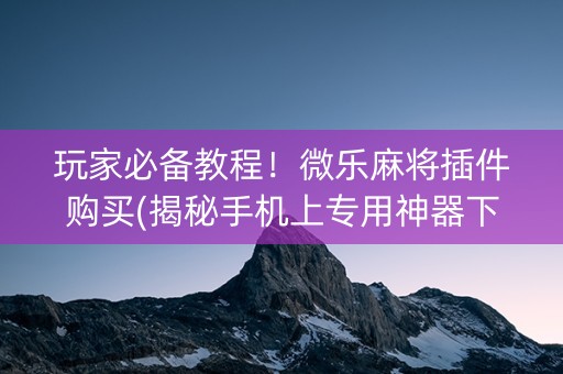 玩家必备教程！微乐麻将插件购买(揭秘手机上专用神器下载)