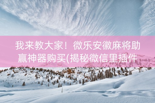 我来教大家！微乐安徽麻将助赢神器购买(揭秘微信里插件免费)