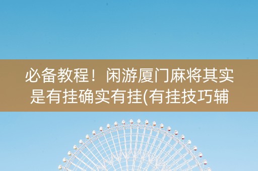 必备教程！闲游厦门麻将其实是有挂确实有挂(有挂技巧辅助器)