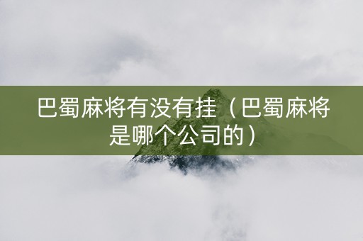 巴蜀麻将有没有挂（巴蜀麻将是哪个公司的）