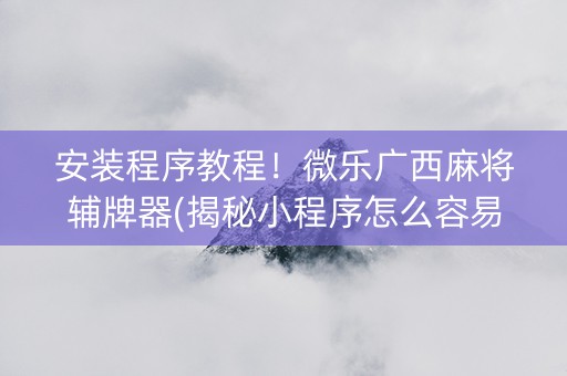 安装程序教程！微乐广西麻将辅牌器(揭秘小程序怎么容易赢)