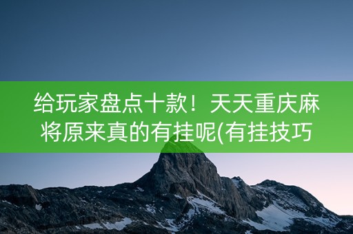 给玩家盘点十款！天天重庆麻将原来真的有挂呢(有挂技巧辅助器)