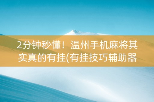 2分钟秒懂！温州手机麻将其实真的有挂(有挂技巧辅助器)