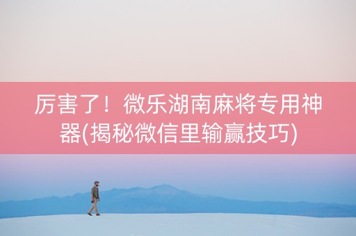 厉害了！微乐湖南麻将专用神器(揭秘微信里输赢技巧)