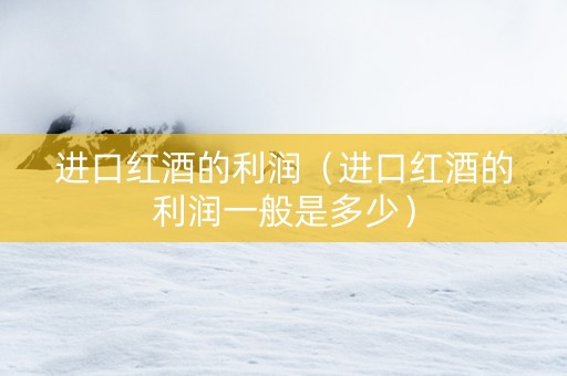 进口红酒的利润（进口红酒的利润一般是多少）