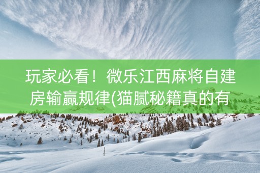 玩家必看！微乐江西麻将自建房输赢规律(猫腻秘籍真的有挂)