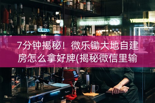 7分钟揭秘！微乐锄大地自建房怎么拿好牌(揭秘微信里输赢技巧)