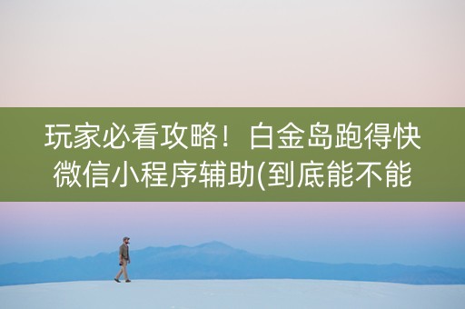 玩家必看攻略！白金岛跑得快微信小程序辅助(到底能不能开挂)