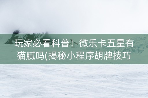 玩家必看科普！微乐卡五星有猫腻吗(揭秘小程序胡牌技巧)