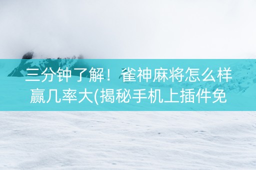 三分钟了解！雀神麻将怎么样赢几率大(揭秘手机上插件免费)