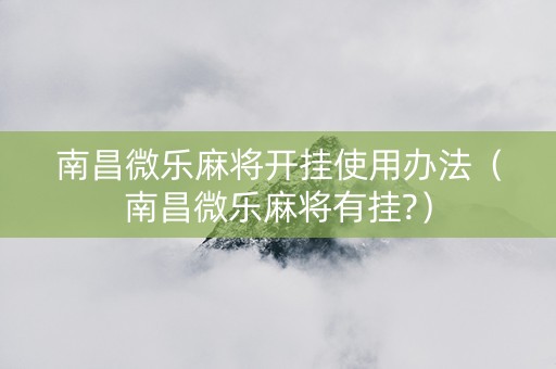 南昌微乐麻将开挂使用办法（南昌微乐麻将有挂?）
