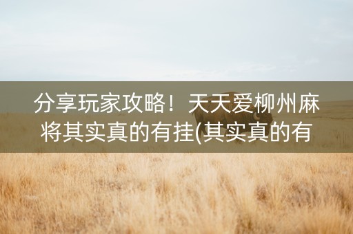 分享玩家攻略！天天爱柳州麻将其实真的有挂(其实真的有挂)