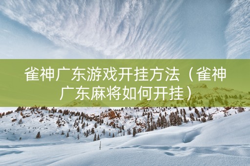 雀神广东游戏开挂方法（雀神广东麻将如何开挂）