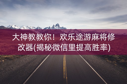 大神教教你！欢乐途游麻将修改器(揭秘微信里提高胜率)
