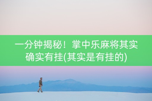 一分钟揭秘！掌中乐麻将其实确实有挂(其实是有挂的)