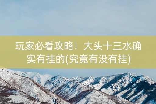 玩家必看攻略！大头十三水确实有挂的(究竟有没有挂)