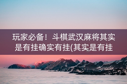 玩家必备！斗棋武汉麻将其实是有挂确实有挂(其实是有挂的)