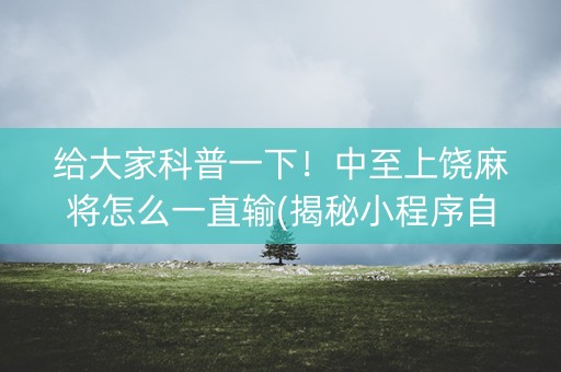 给大家科普一下！中至上饶麻将怎么一直输(揭秘小程序自建房怎么赢)