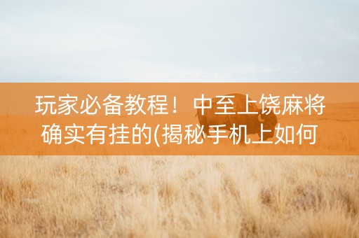 玩家必备教程！中至上饶麻将确实有挂的(揭秘手机上如何让牌变好)