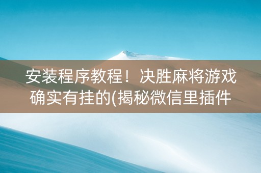 安装程序教程！决胜麻将游戏确实有挂的(揭秘微信里插件下载)