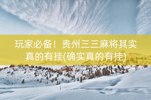 玩家必备！贵州三三麻将其实真的有挂(确实真的有挂)