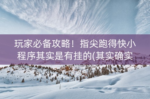 玩家必备攻略！指尖跑得快小程序其实是有挂的(其实确实有挂)