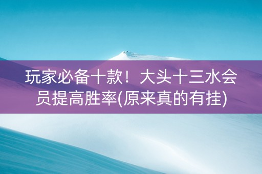玩家必备十款！大头十三水会员提高胜率(原来真的有挂)